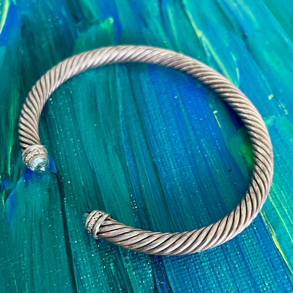 David Yurman Bracelet with Blue Topaz and Diamonds - Picture 4 of 8